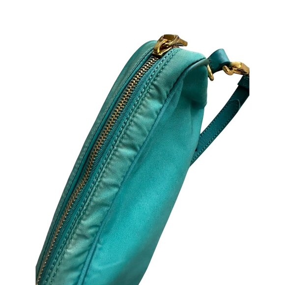 PRADA Testo Tessuto Turquoise Gold Nylon Small Camera Crossbody Bag - Picture 15 of 16